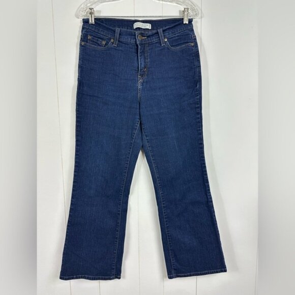 Levis Perfectly Slimming 512 Bootcut Denim Blue Jeans Stretch Sz 12 Petite Mediu - Picture 1 of 11